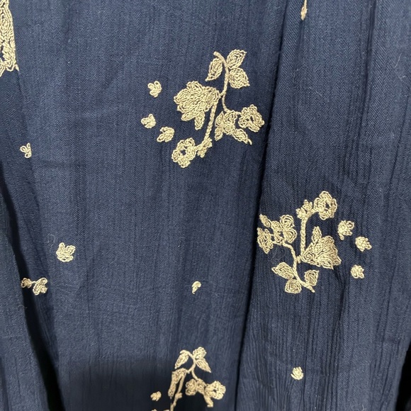 Free People Blue White Jasmine Floral Embroidered Long Bell Sleeve Gauzy Dress 2 - Picture 15 of 15